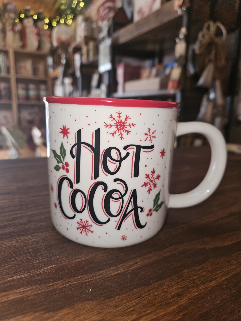 Hot Cocoa Ceramic Holiday Mug - White and Red